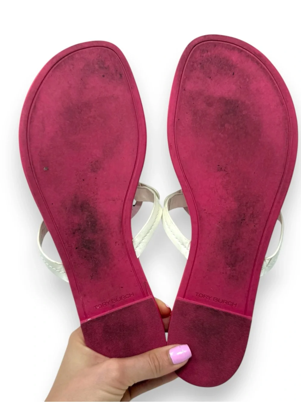 Tory Burch Strawberries ‘n Cream Patent Leather Miller Sandal Pink 12 Women’s